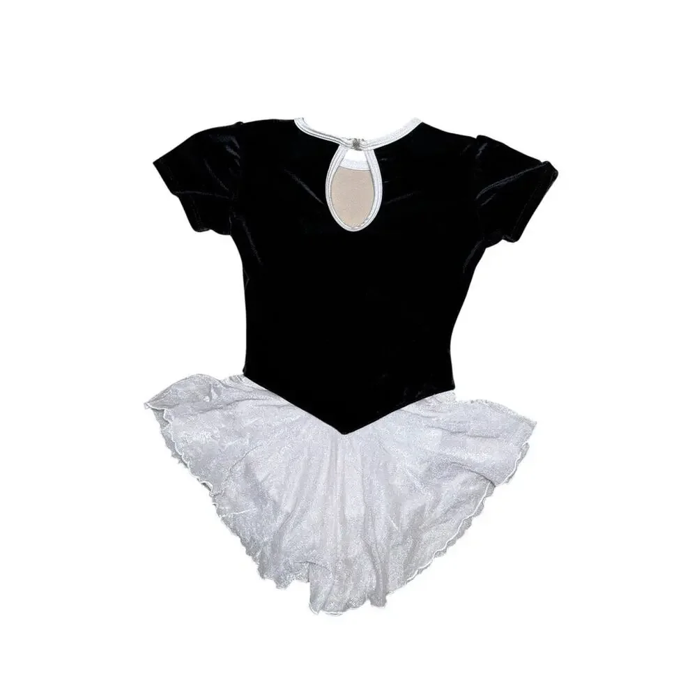 Vintage Just Skate Iceskating Dance Costume Leopard Black Velvet White Size 4T